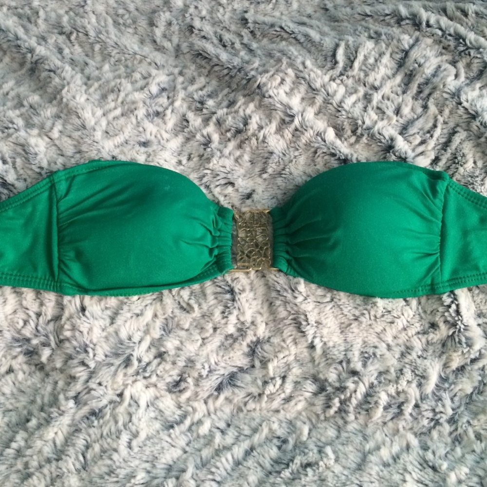 Emerald green strapless bikini top